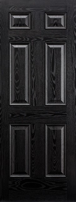 External Colonial 6P Black and White GRP Composite Door